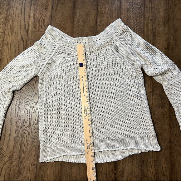 Free People sweater loose cotton knit wide neck sweater oatmeal gray medium - Picture 7 of 11